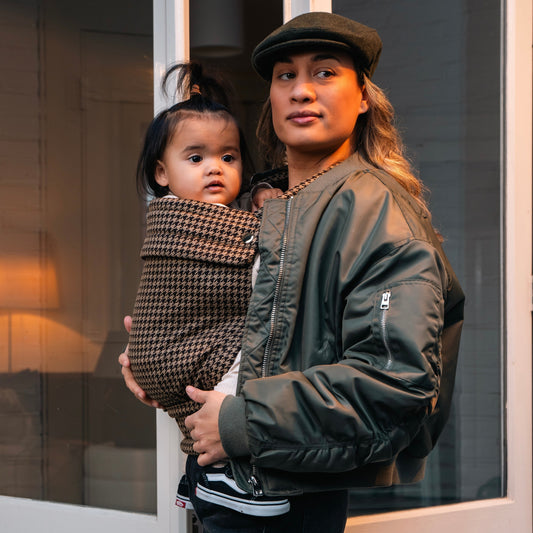 Baby Carrier - Brown with Houndstooth Pattern